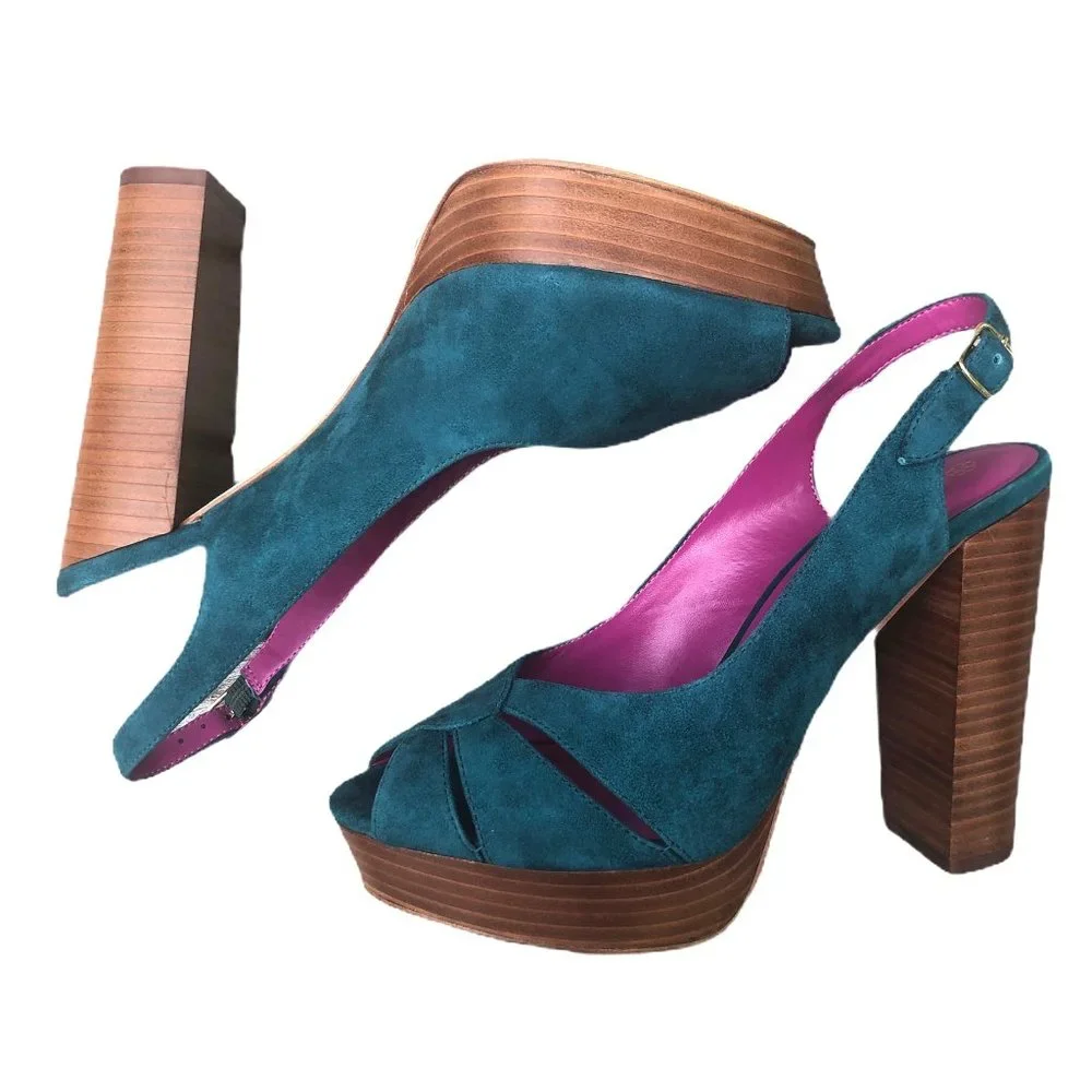 Trina Turk Joni Platform Heels in Aqua